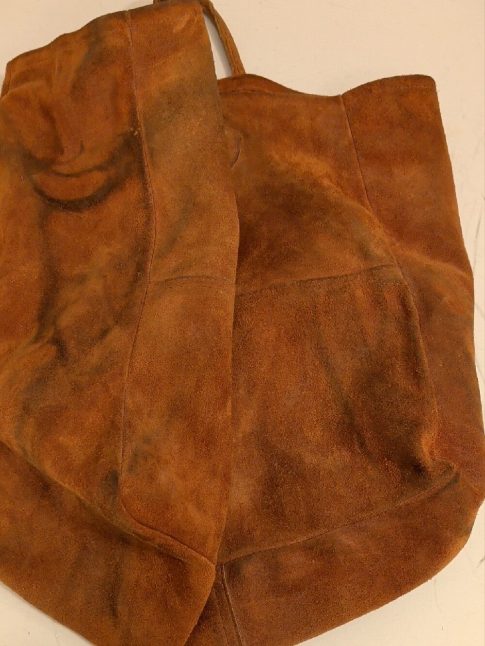 Vintage L.L. Bean Large Rust Brown Suede Leather Duffel Tote - Picture 7 of 14